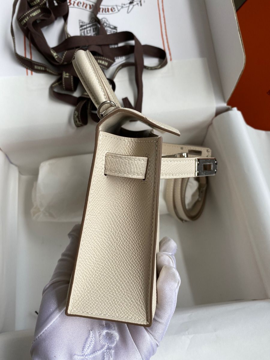 Hermes Kelly Mini II Sellier Handmade Bag In Craie Epsom Calfskin - Image 7