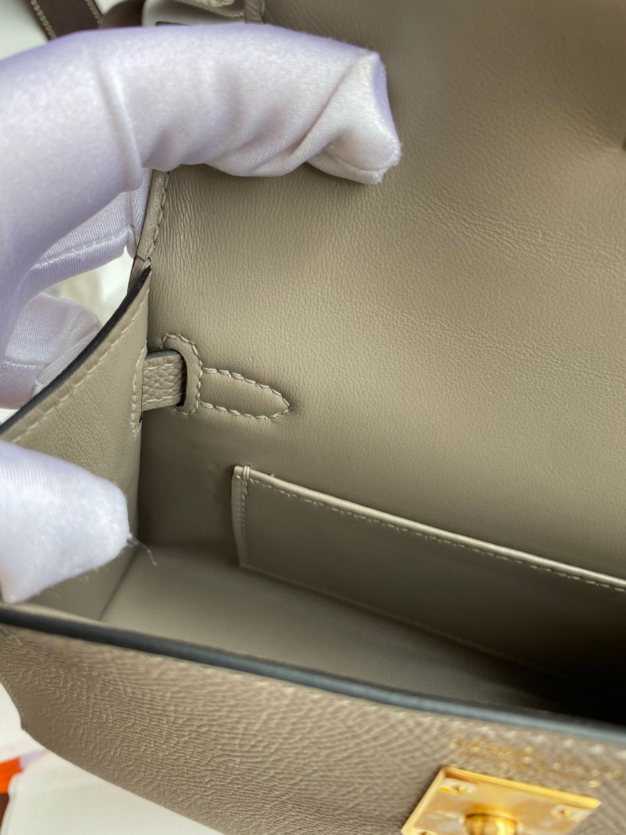 Hermes Kelly Mini II Sellier Handmade Bag In Gris Asphalt Epsom Calfskin - Image 10