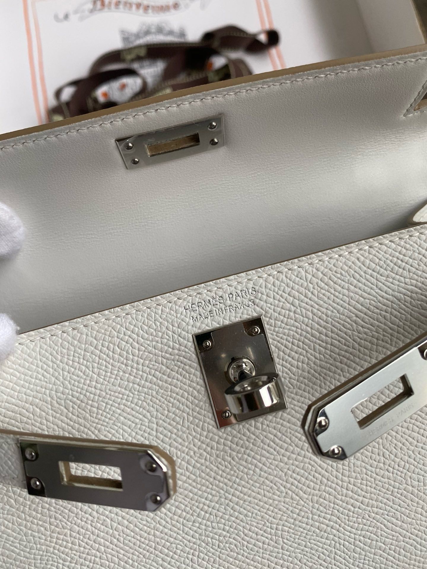 Hermes Kelly Mini II Sellier Handmade Bag In Gris Pale Epsom Calfskin - Image 9