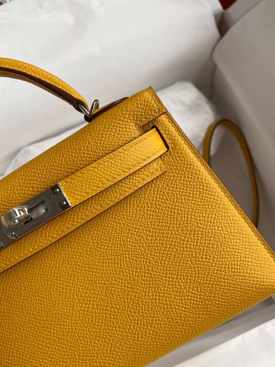 Hermes Kelly Mini II Sellier Handmade Bag In Jaune Ambre Epsom Calfskin - Image 5