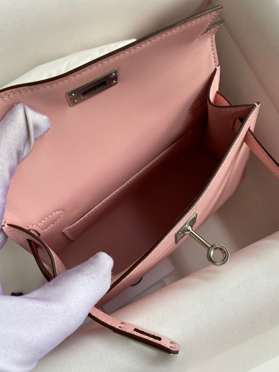 Hermes Kelly Mini II Sellier Handmade Bag In Rose Sakura Epsom Calfskin - Image 10