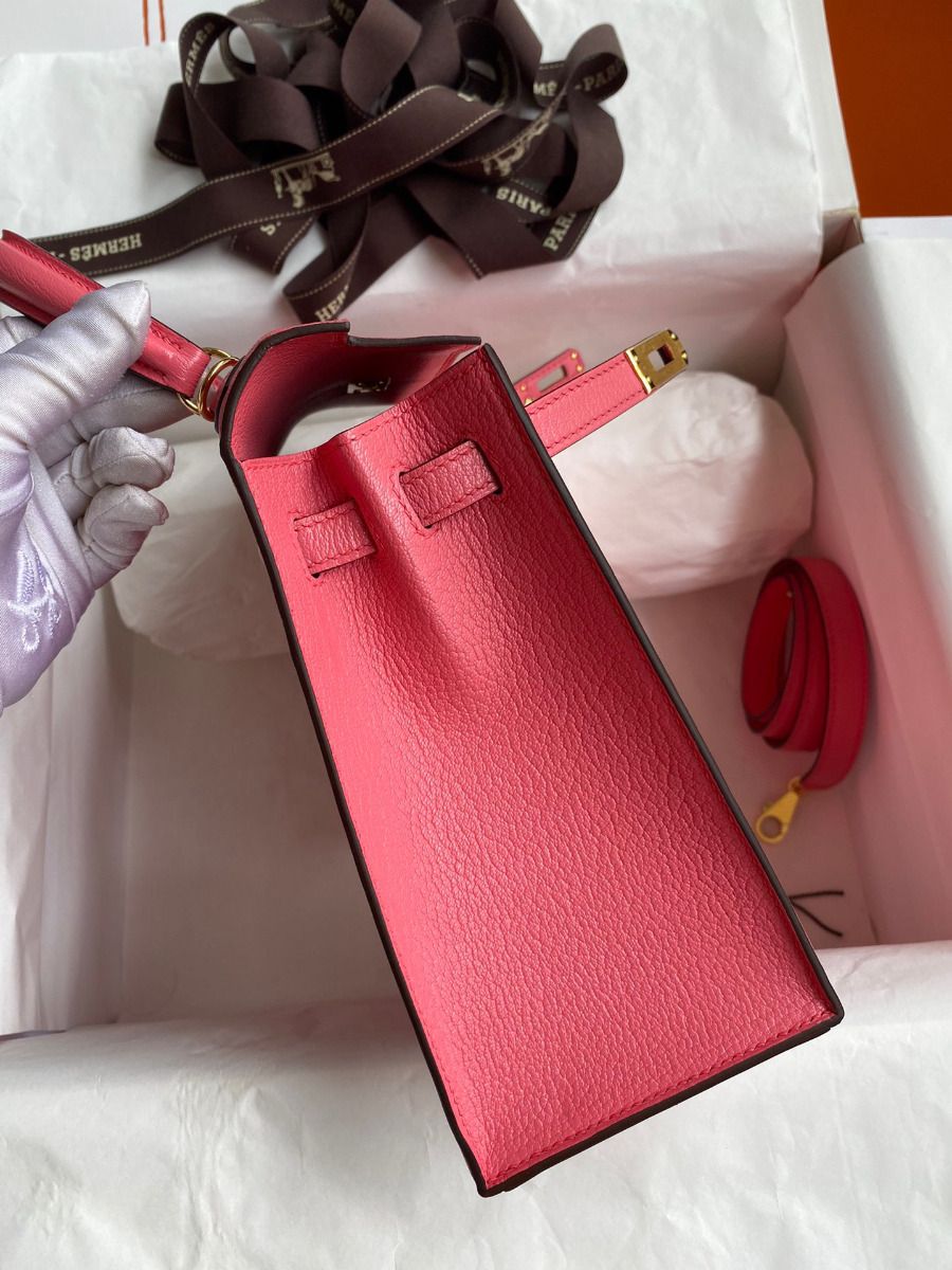 Hermes Kelly Sellier 25 Handmade Bag In Rose Lipstick Mysore Goatskin - Image 6