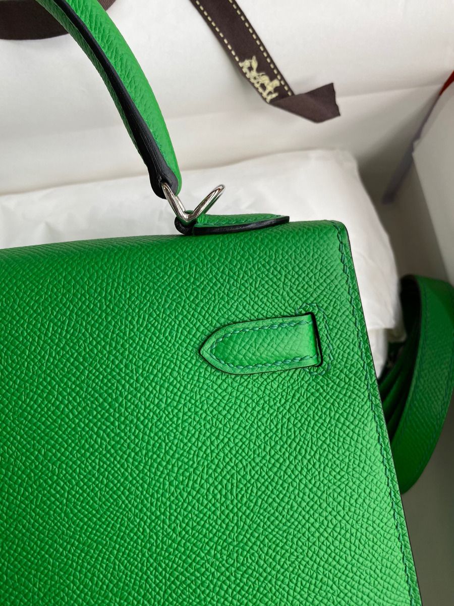 Hermes Kelly Sellier 25 Handmade Bag In Bambou Epsom Calfskin - Image 5