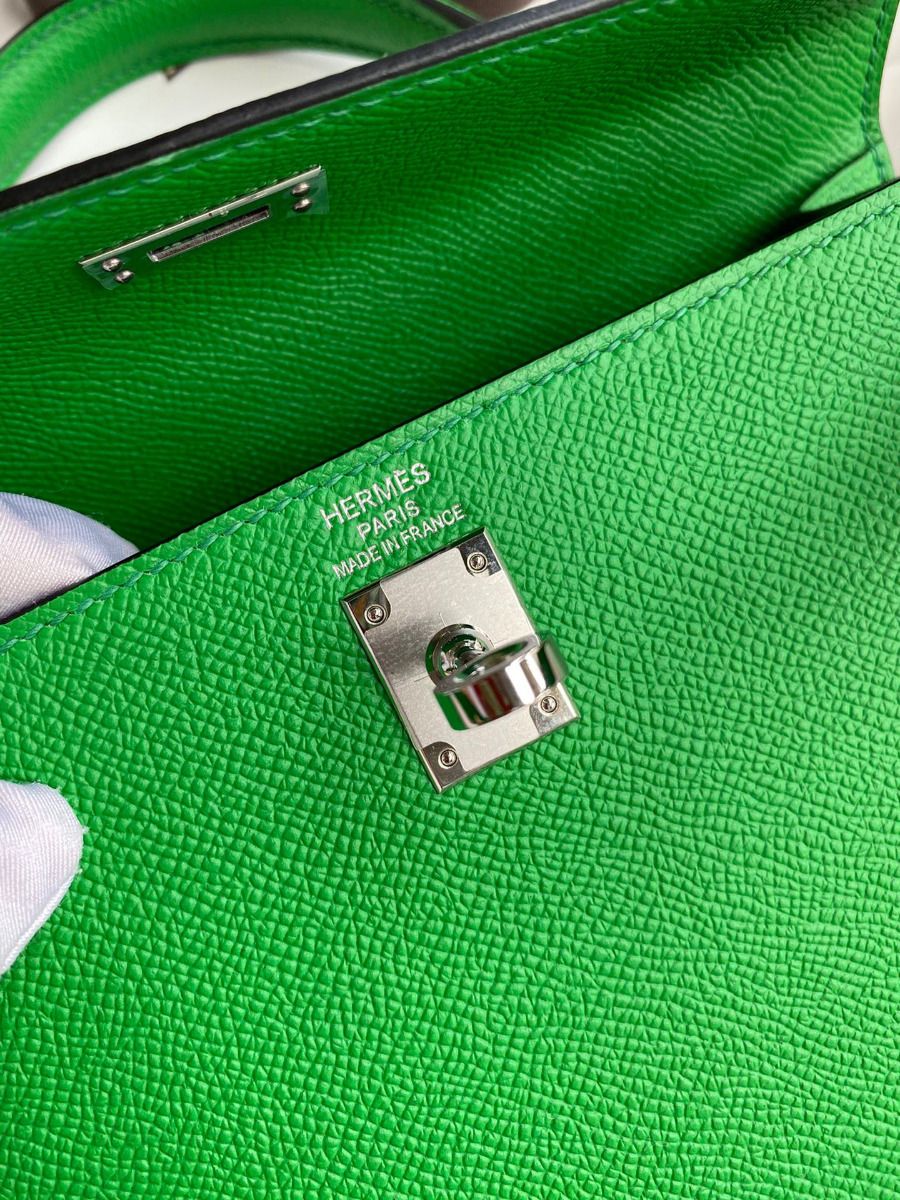 Hermes Kelly Sellier 25 Handmade Bag In Bambou Epsom Calfskin - Image 8