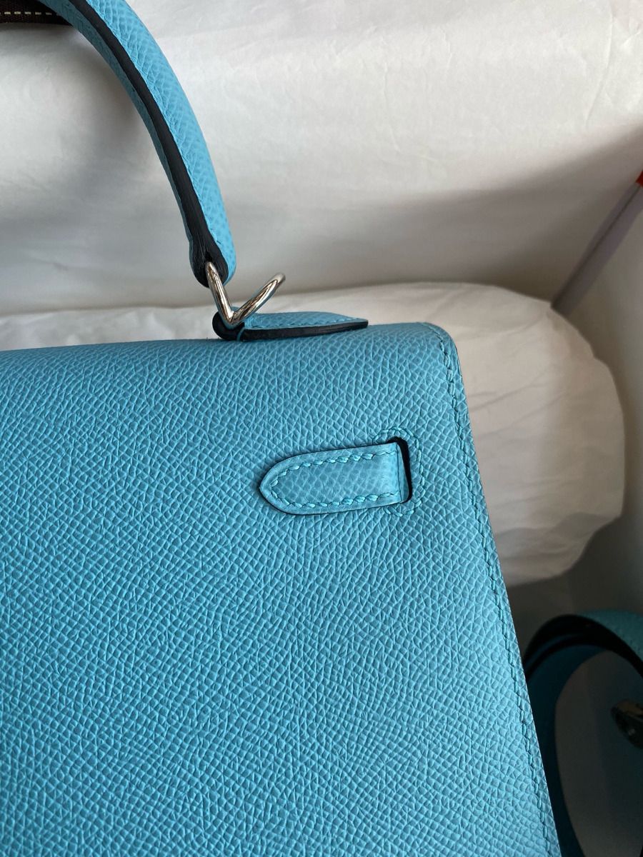 Hermes Kelly Sellier 25 Handmade Bag In Blue du Nord Epsom Calfskin - Image 5