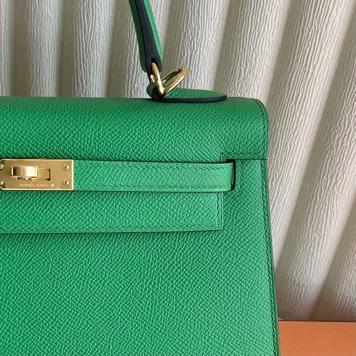 Hermes Kelly Sellier 25 Handmade Bag in Cactus Epsom Calfskin - Image 3