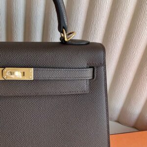 Hermes Kelly Sellier 25 Handmade Bag in Ebene Epsom Calfskin
