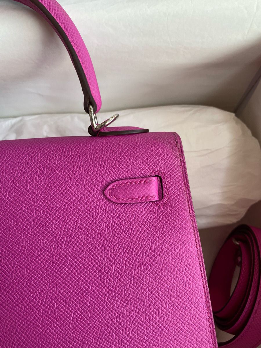 Hermes Kelly Sellier 25 Handmade Bag In Magnolia Epsom Calfskin - Image 5