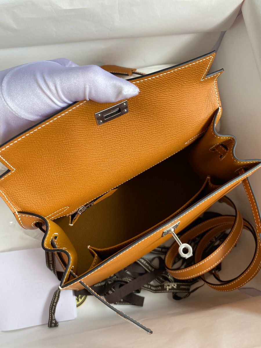 Hermes Kelly Sellier 25 Handmade Bag In Toffee Epsom Calfskin - Image 7