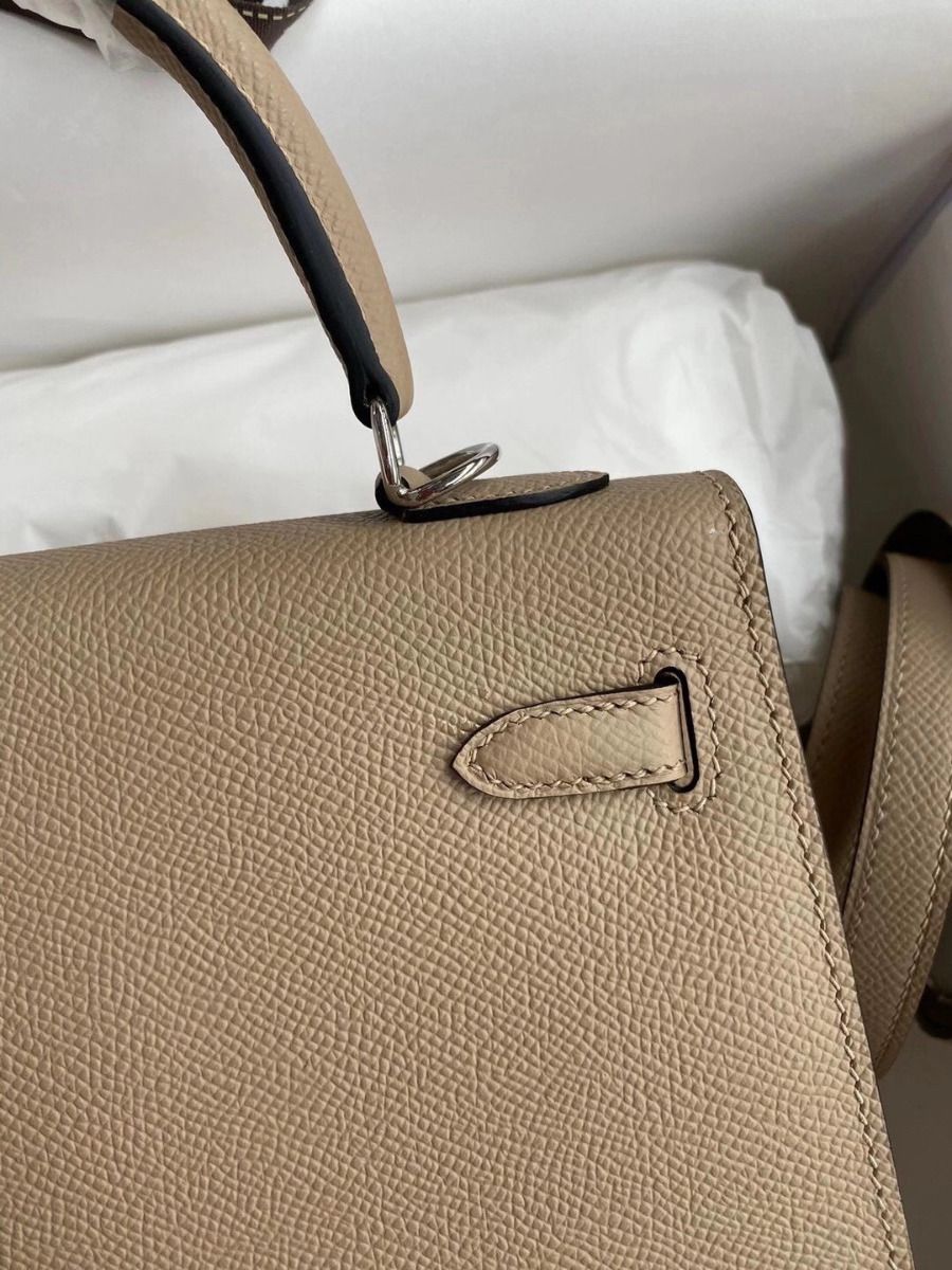 Hermes Kelly Sellier 25 Handmade Bag In Trench Epsom Calfskin - Image 5