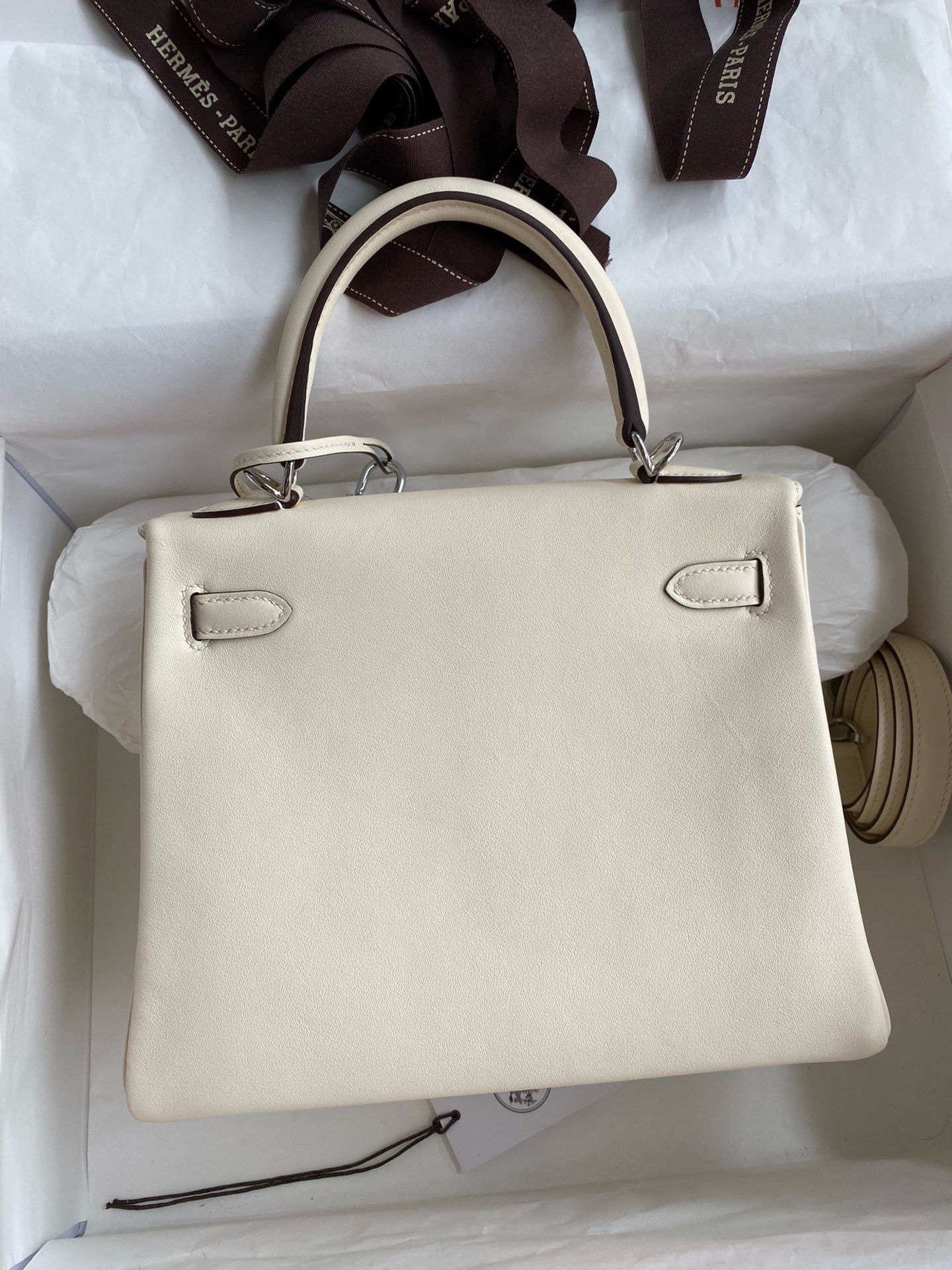 Hermes Kelly Retourne 25 Handmade Bag In Nata Swift Calfskin - Image 3