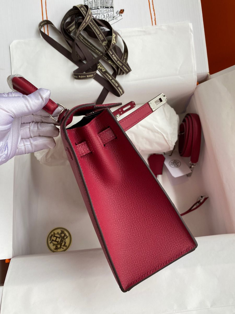 Hermes Kelly Sellier 28 Handmade Bag In Ruby Epsom Calfskin - Image 6