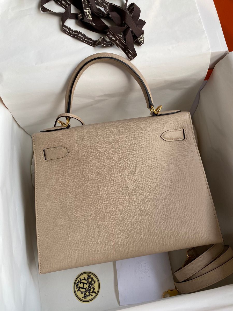 Hermes Kelly Sellier 28 Handmade Bag In Trench Epsom Calfskin - Image 3