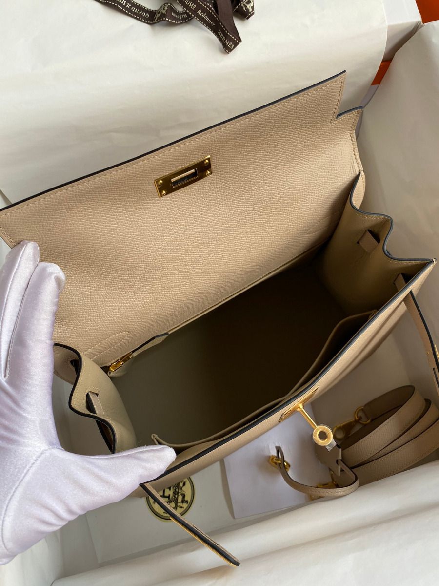 Hermes Kelly Sellier 28 Handmade Bag In Trench Epsom Calfskin - Image 8