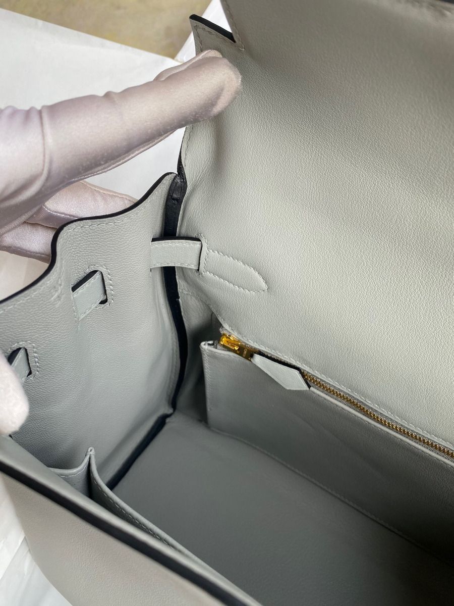 Hermes Kelly Retourne 32cm Handmade Bag In Blue Glacier Swift Calfskin - Image 10