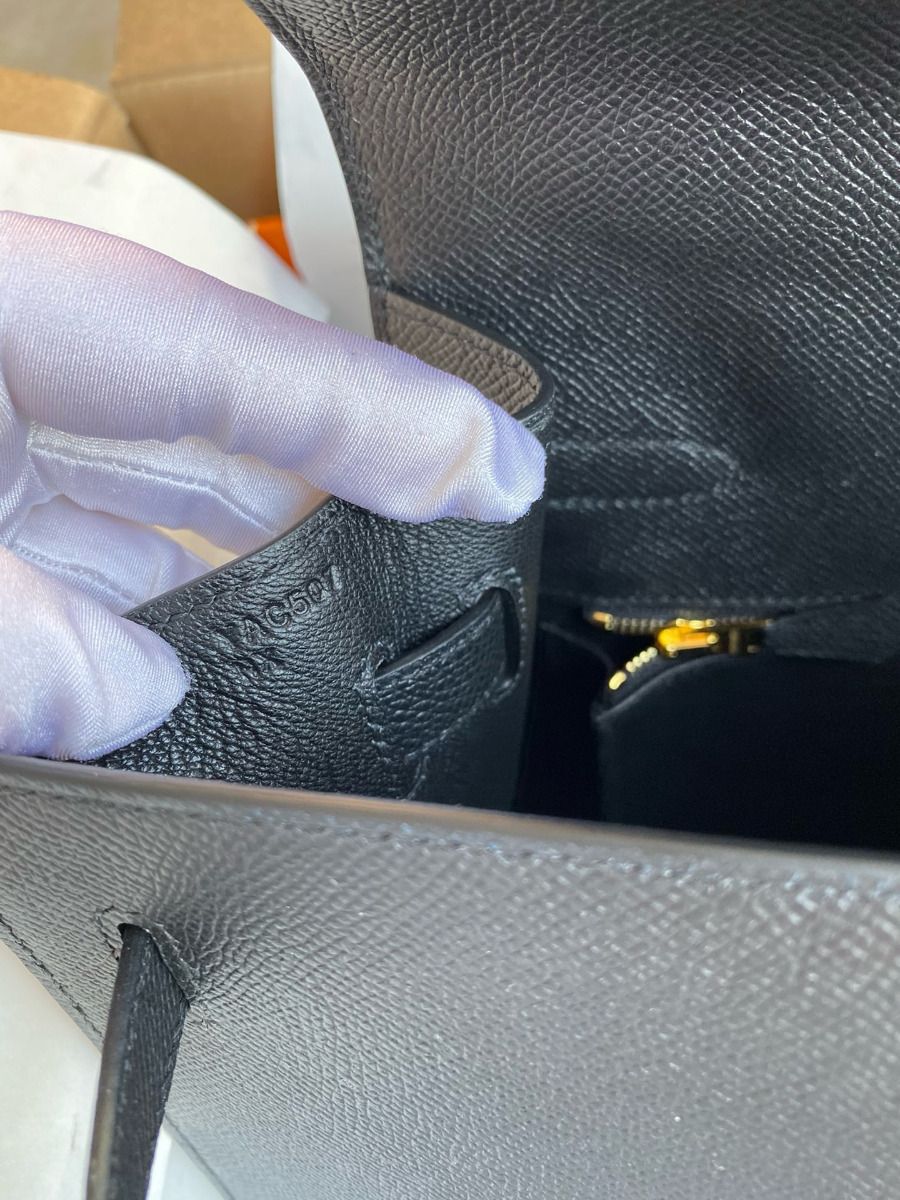 Hermes Kelly Sellier 35 Handmade Bag In Black Epsom Calfskin - Image 10