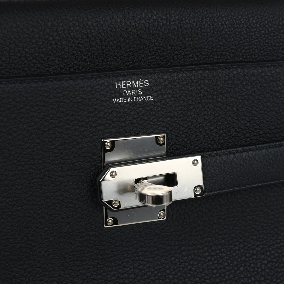 Hermes Kelly 42 Maxi Handmade Bag in Black Clemence Leather - Image 10