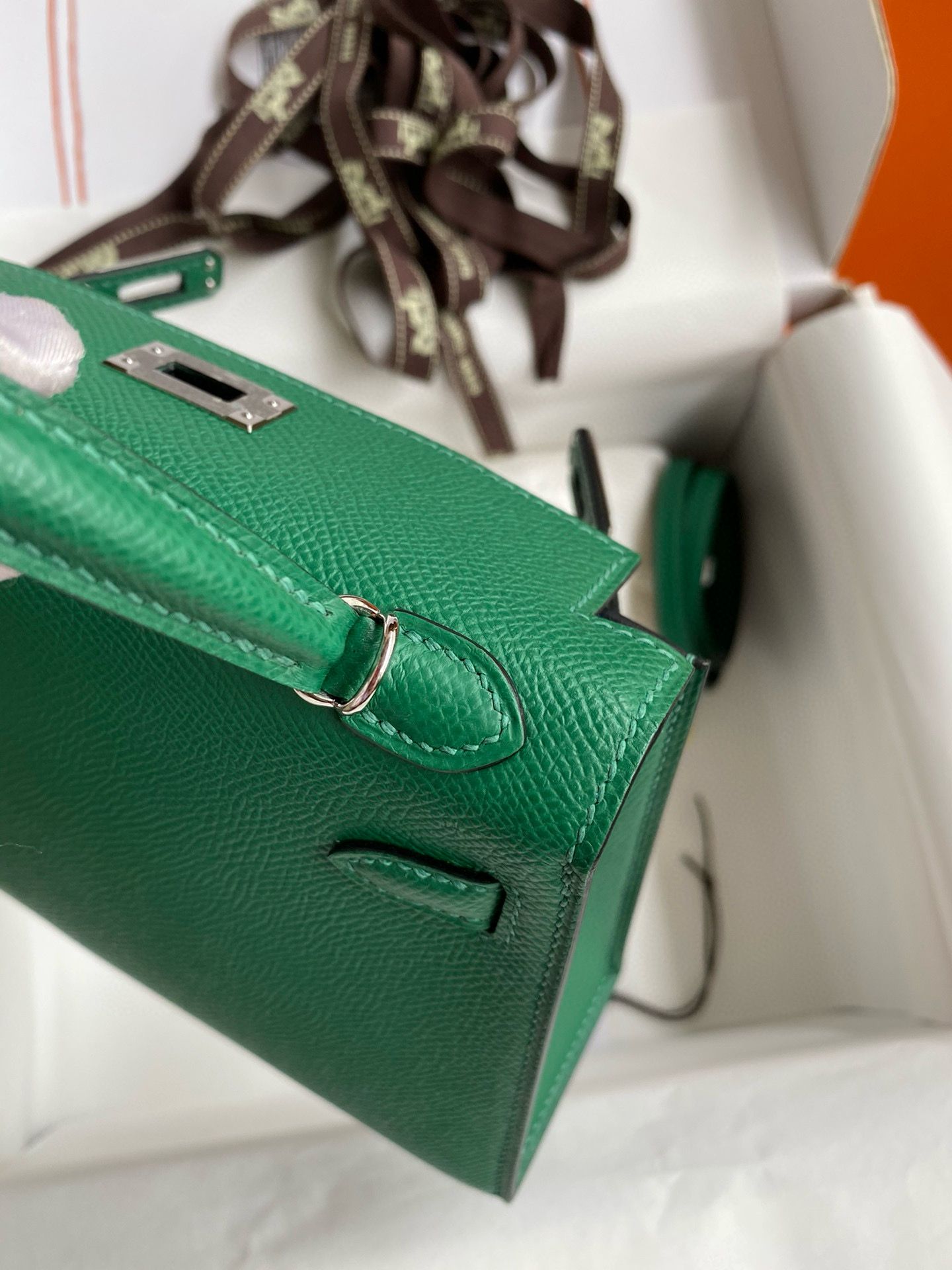 Hermes Kelly Mini II Verso Sellier Handmade Bag in Cactus Epsom Calfskin - Image 5