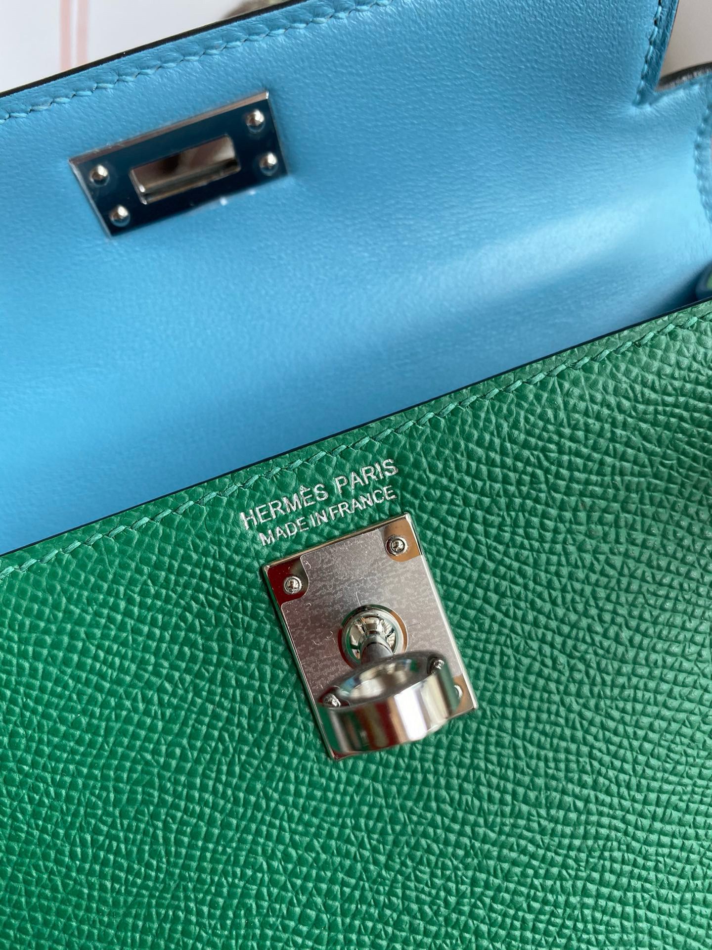 Hermes Kelly Mini II Verso Sellier Handmade Bag in Cactus Epsom Calfskin - Image 9