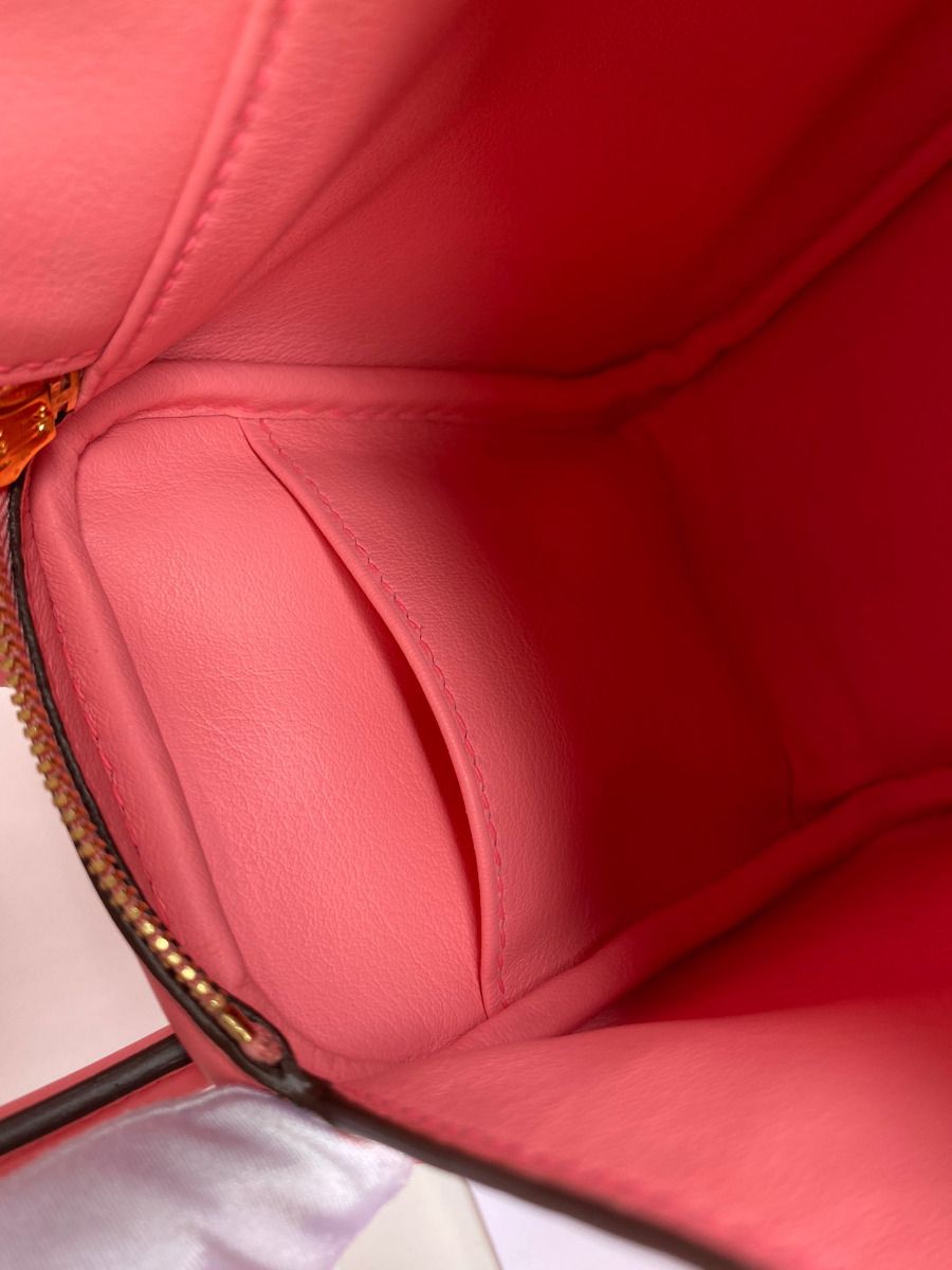 Hermes Mini Lindy Handmade Bag In Rose Lipstick Swift Leather - Image 10