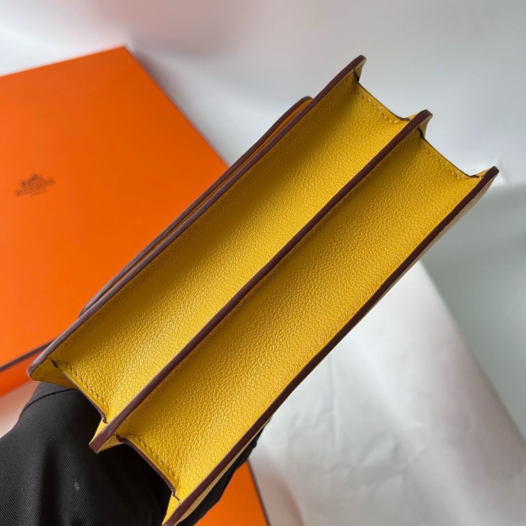 Hermes Roulis Mini 18 Bag in Jaune Ambre Evercolor Calfskin - Image 6