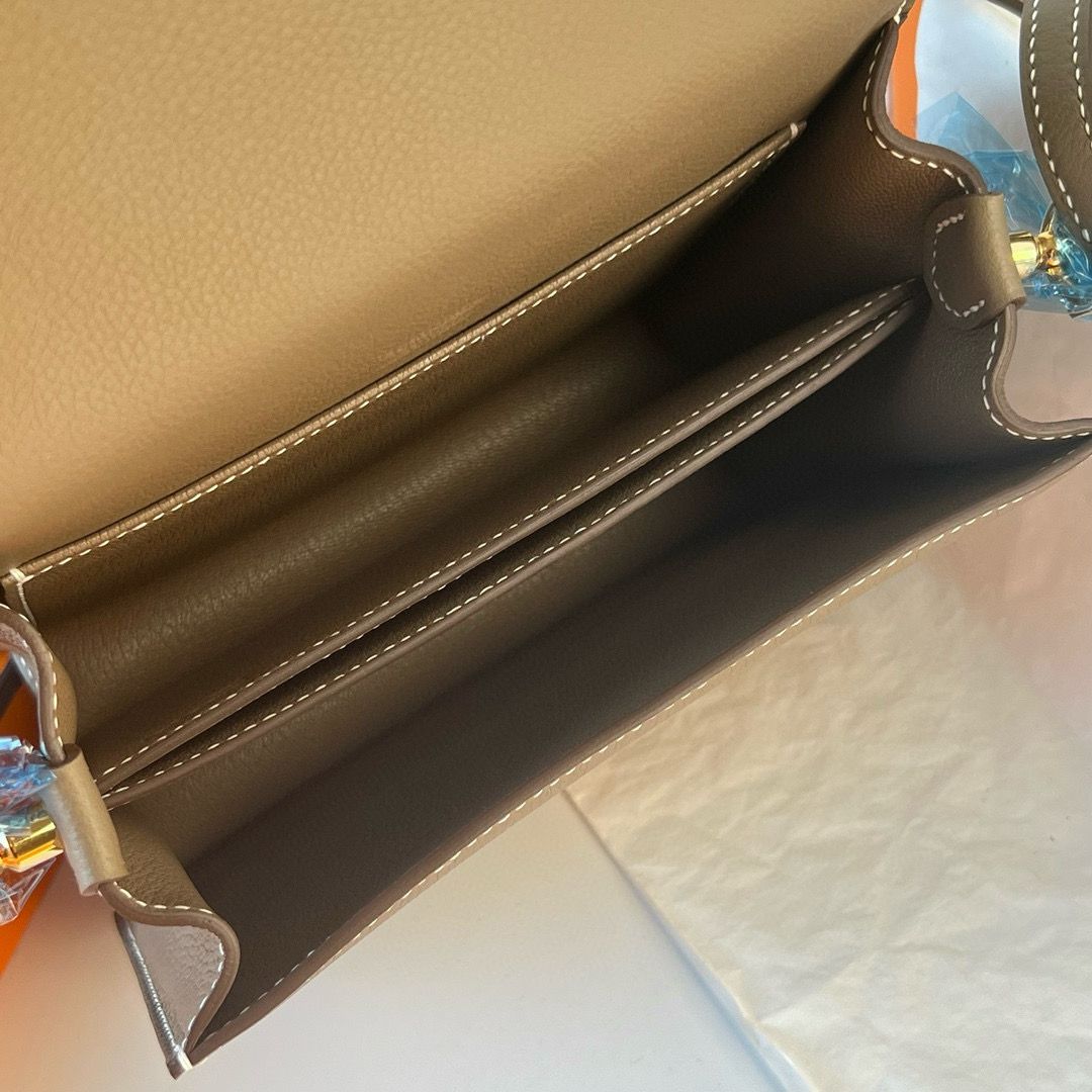 Hermes Roulis Mini 18 Bag in Taupe Evercolor Calfskin - Image 4