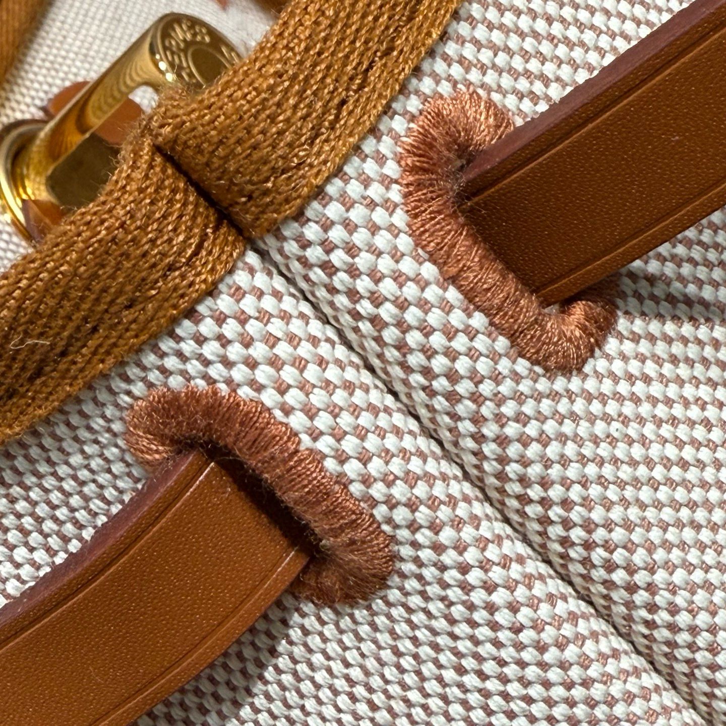 Hermes Herbag Zip 20 Bag in Canvas and Gold Hunter Calfskin - Image 12