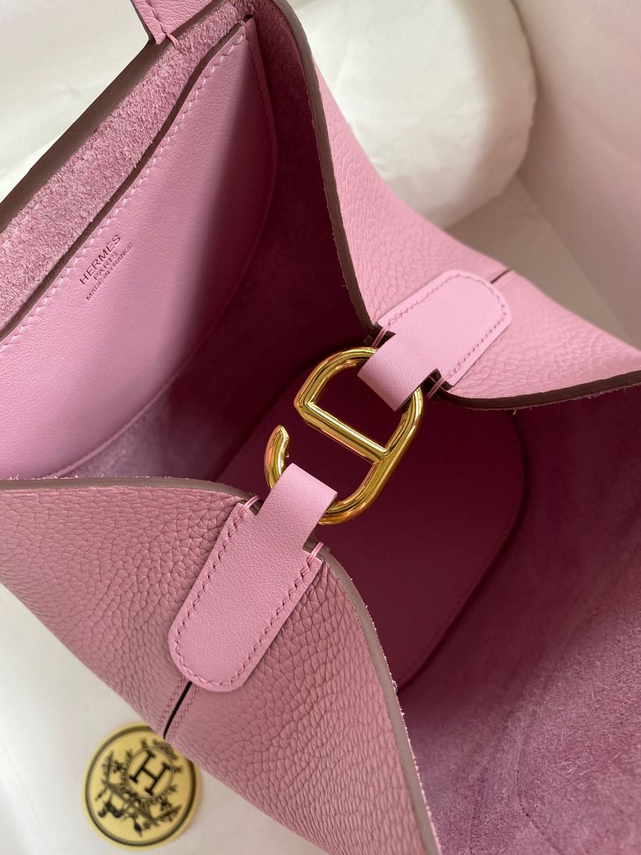 Hermes In The Loop 18 Handmade Bag in Mauve Sylvestre Clemence Leather - Image 8