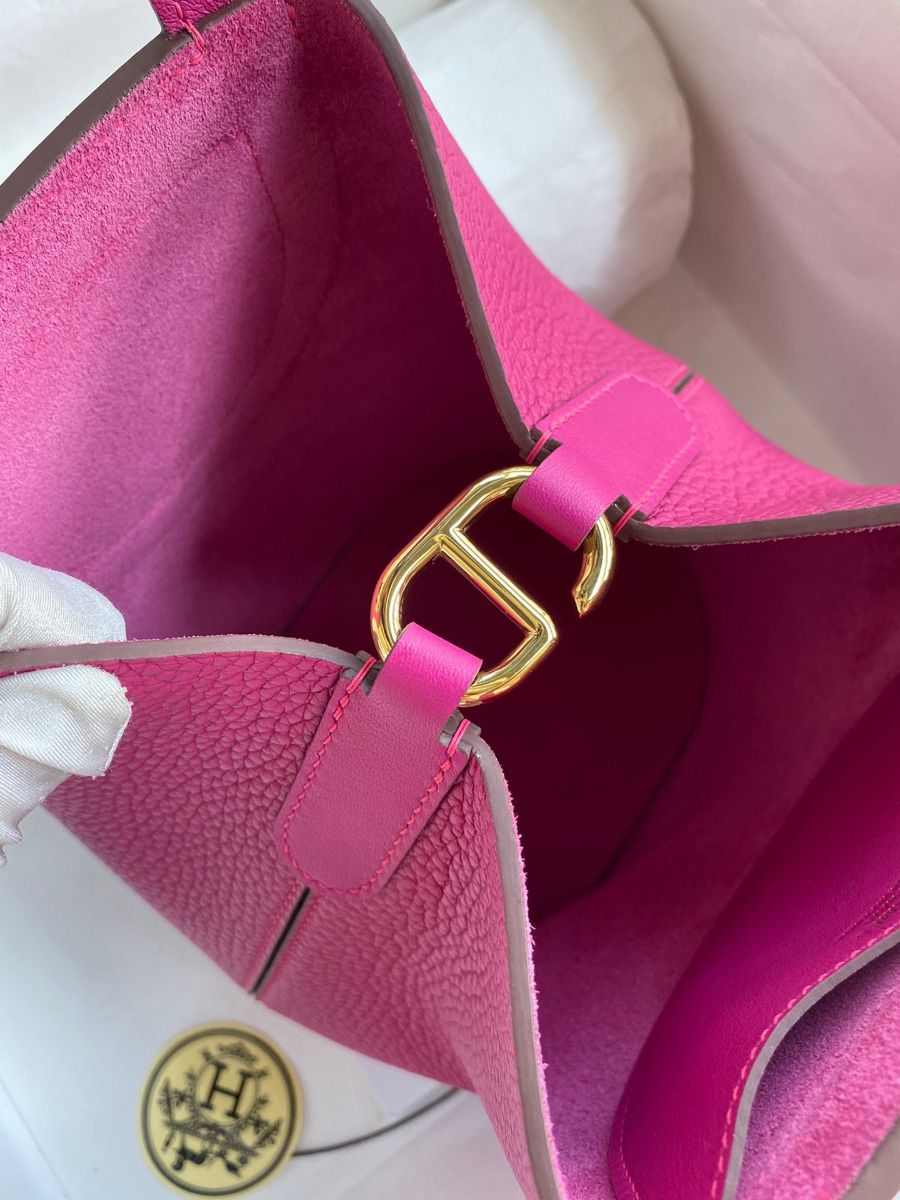 Hermes In The Loop 18 Handmade Bag in Rose Purple Clemence Leatherther - Image 9