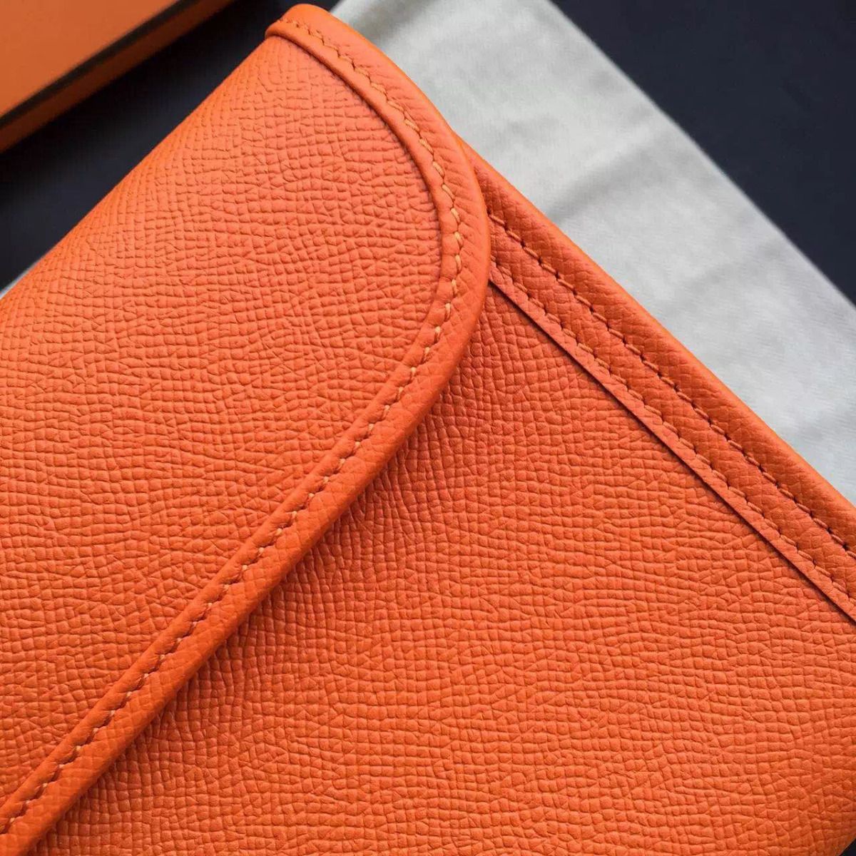 Hermes Jige Elan 29 Clutch Bag In Orange Epsom Calfskin - Image 4