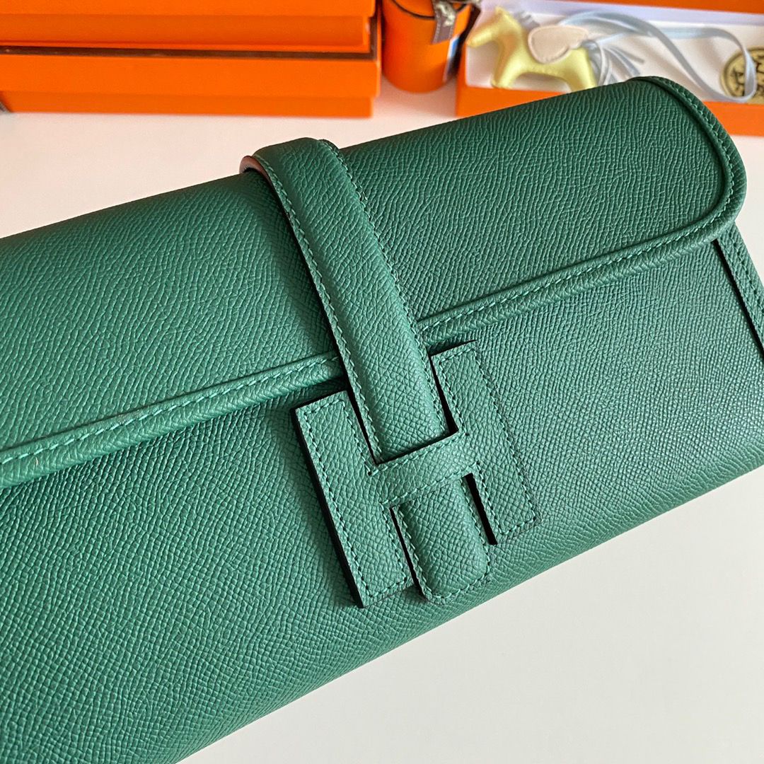 Hermes Jige Elan 29 Clutch Bag In Malachite Epsom Leather - Image 5