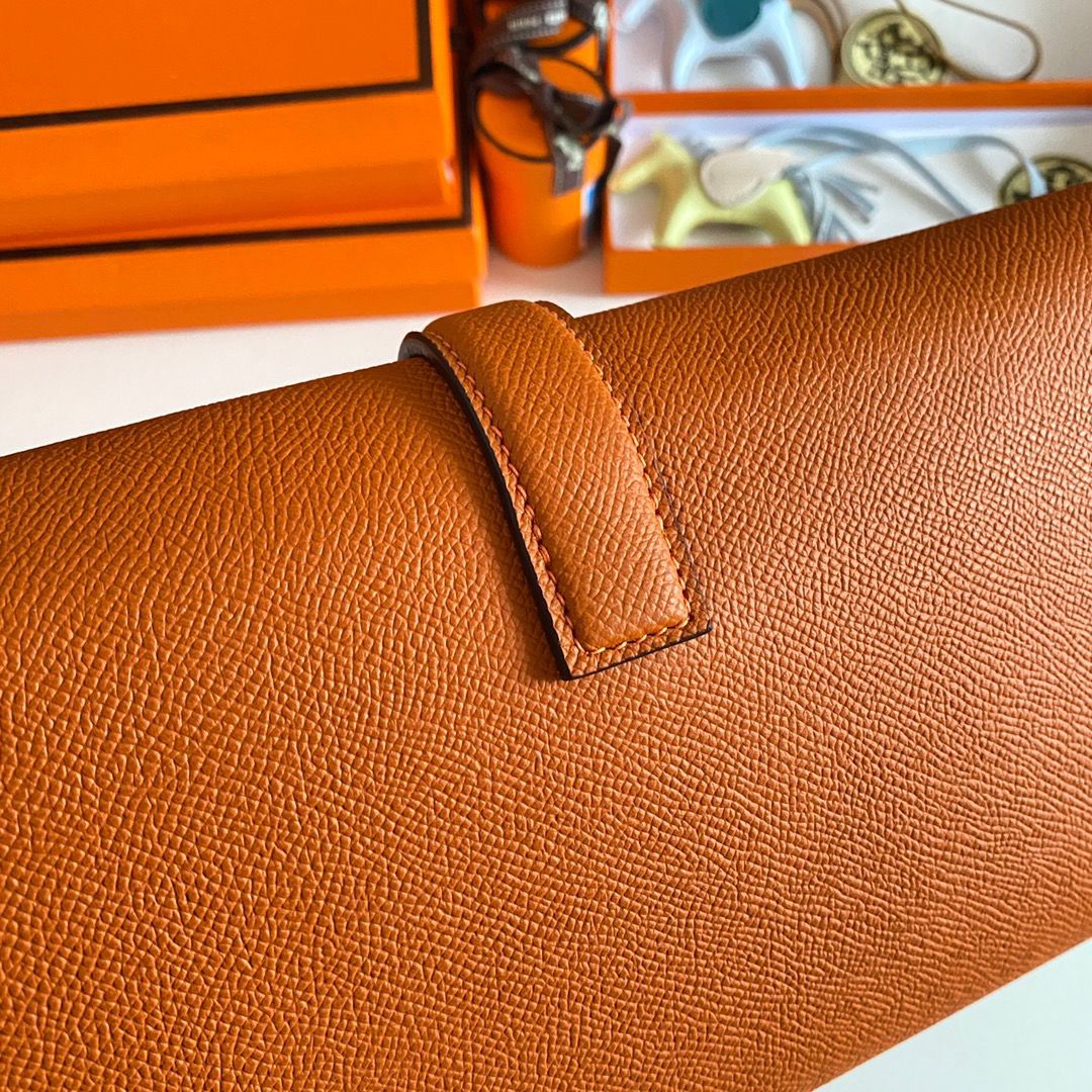 Hermes Jige Elan 29 Clutch Bag In Orange Epsom Leather - Image 6