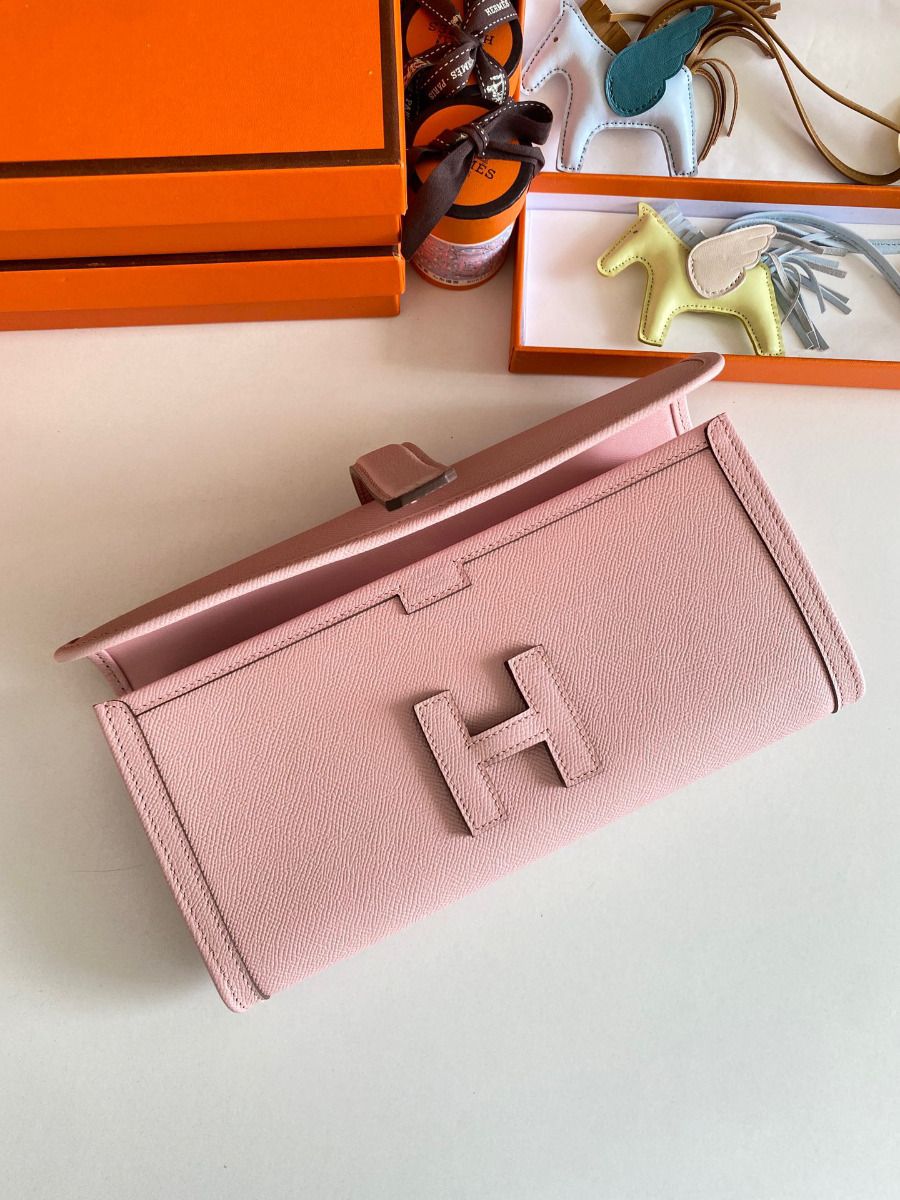 Hermes Jige Elan 29 Clutch Bag In Pink Epsom Leather - Image 6