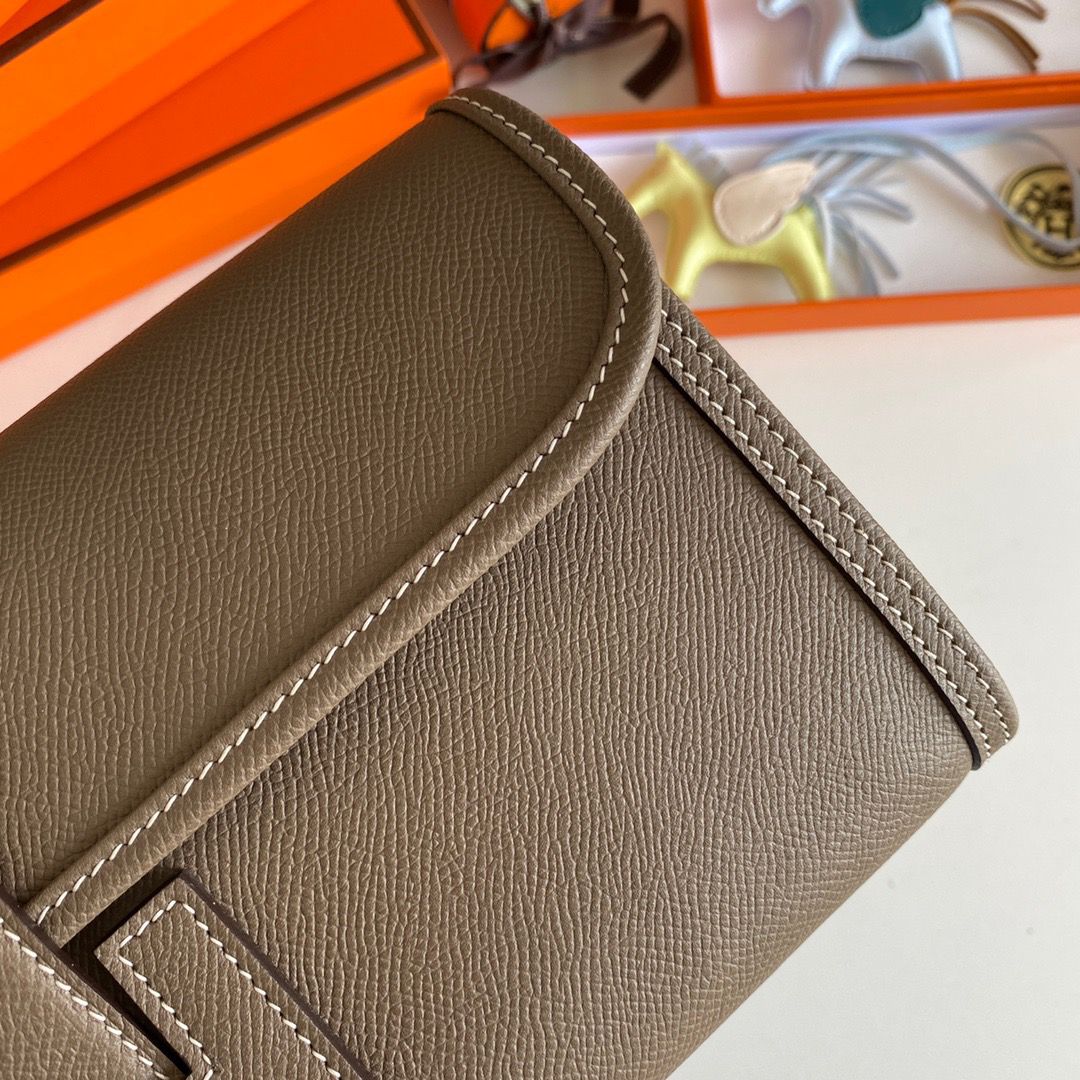 Hermes Jige Elan 29 Clutch Bag In Taupe Epsom Leather - Image 4