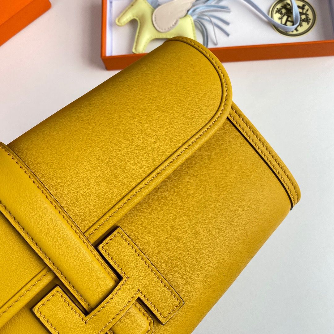 Hermes Jige Elan 29 Clutch Bag In Yellow Swift Calfskin - Image 3