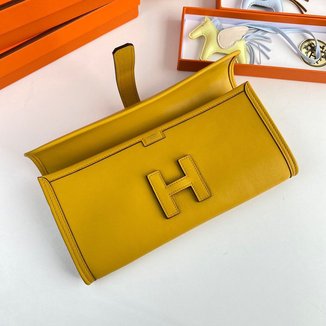 Hermes Jige Elan 29 Clutch Bag In Yellow Swift Calfskin - Image 5