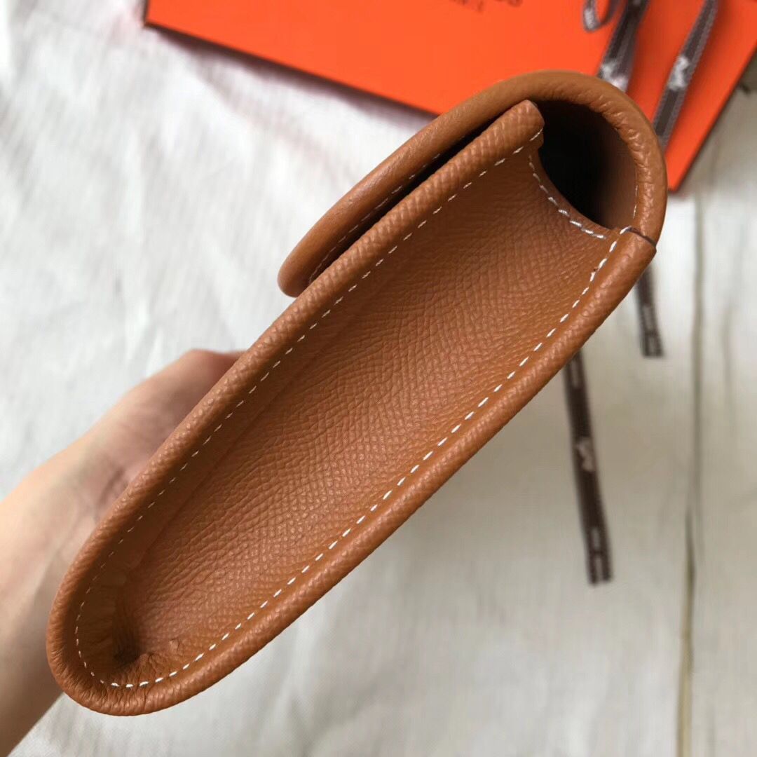 Hermes Jige Elan 29 Clutch In Gold Epsom Leather - Image 8