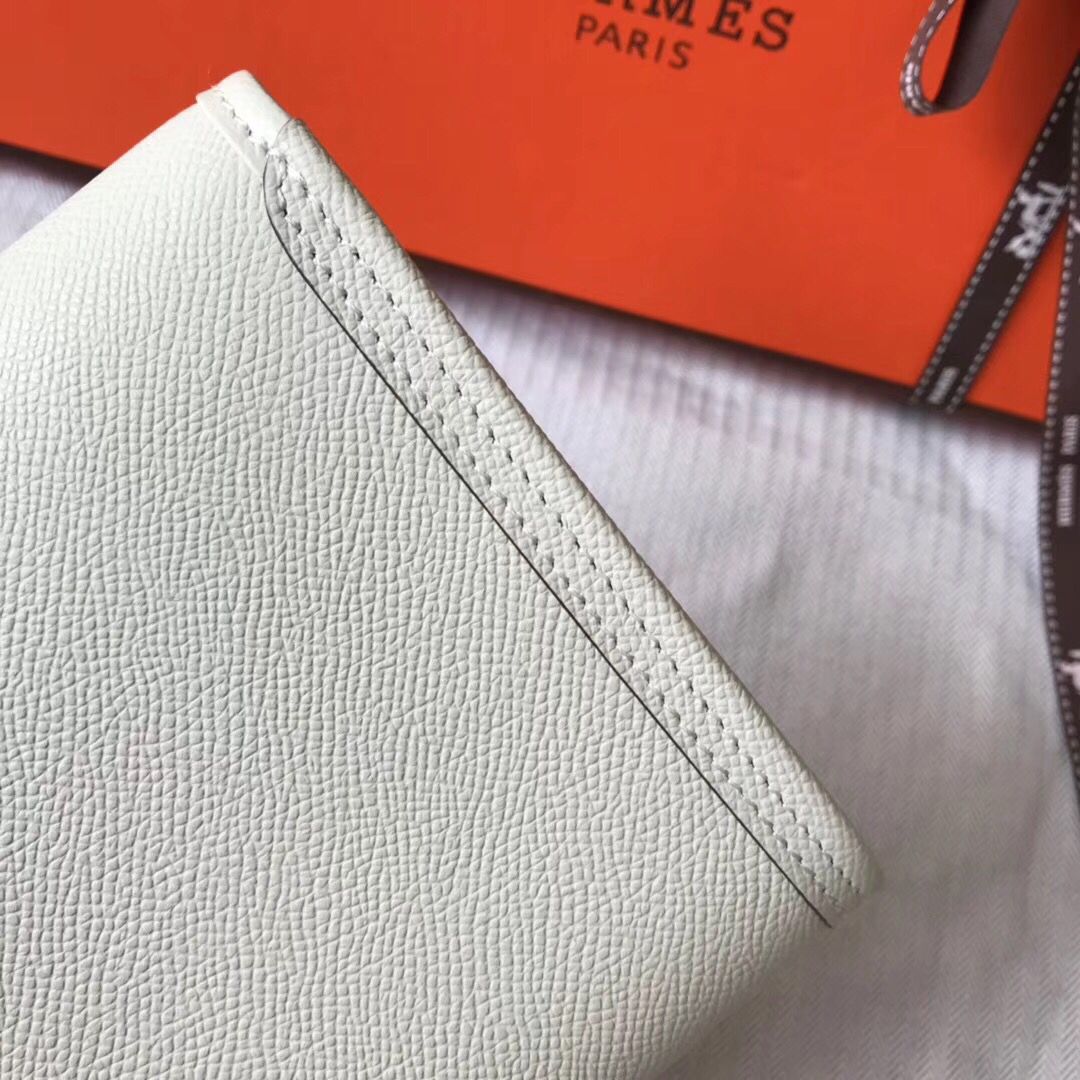 Hermes Jige Elan 29 Clutch In White Epsom Leather - Image 6