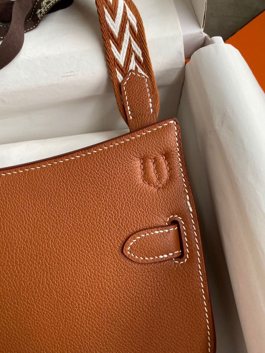 Hermes Jypsiere Mini Handmade Bag In Gold Evercolor Calfskin - Image 5