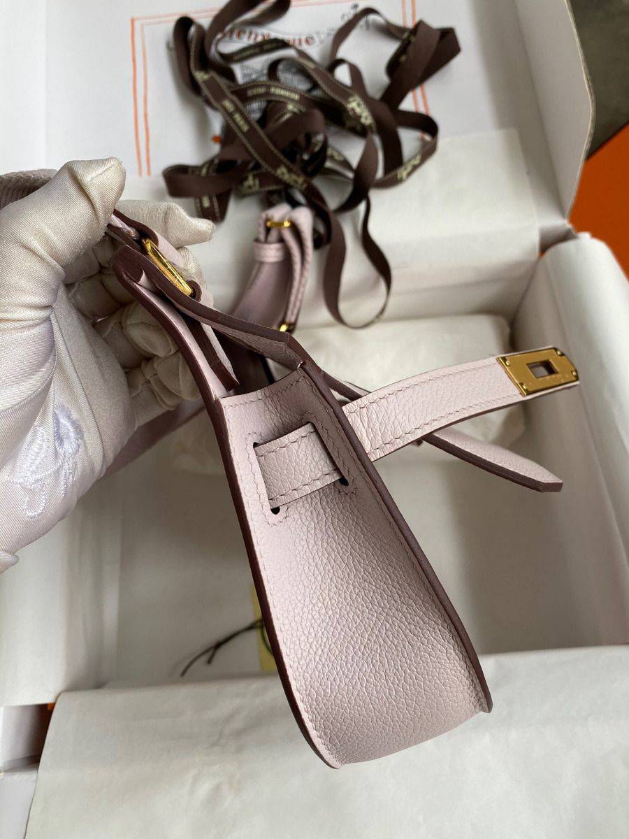 Hermes Jypsiere Mini Handmade Bag In Mauve Pale Evercolor Calfskin - Image 7