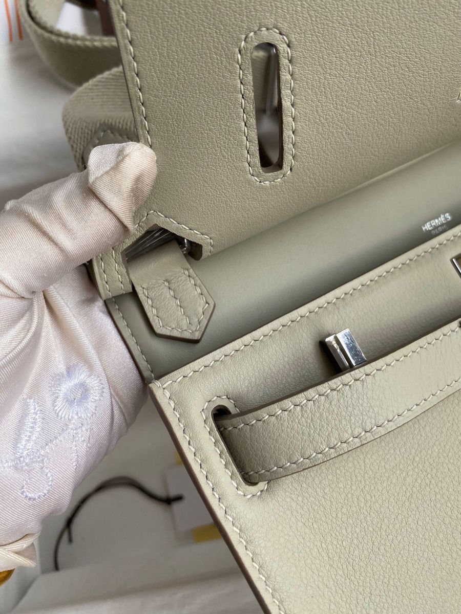 Hermes Jypsiere Mini Handmade Bag In Grey Swift Calfskin - Image 10