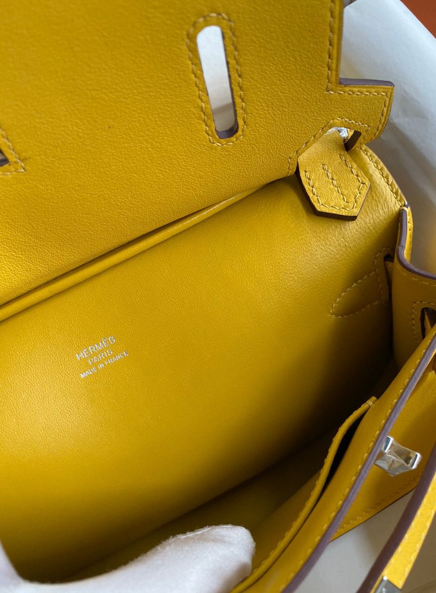 Hermes Jypsiere Mini Handmade Bag In Jaune Ambre Swift Calfskin - Image 9