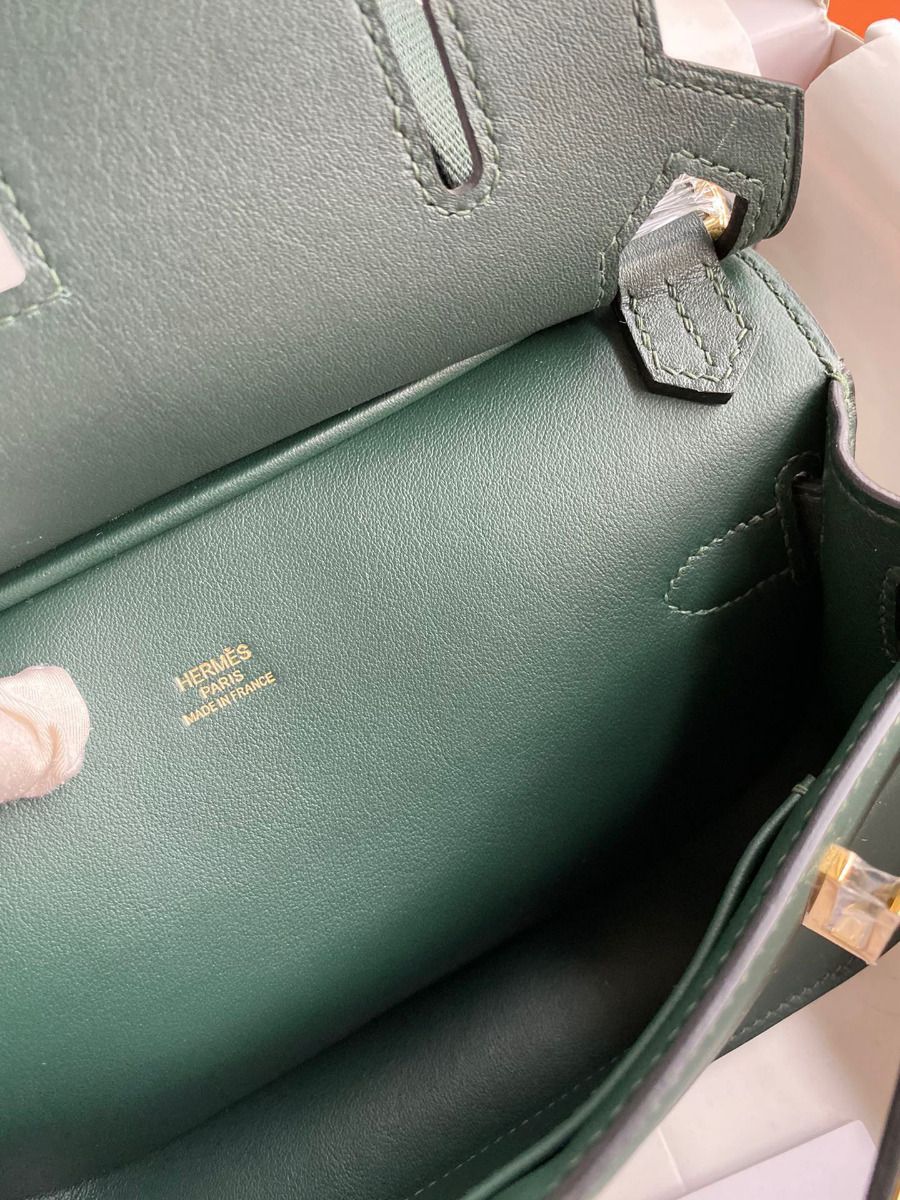 Hermes Jypsiere Mini Handmade Bag In Vert Rousseau Swift Calfskin - Image 9