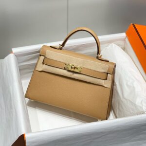 Hermes Kelly Mini II Bag In Chai Epsom Leather GHW