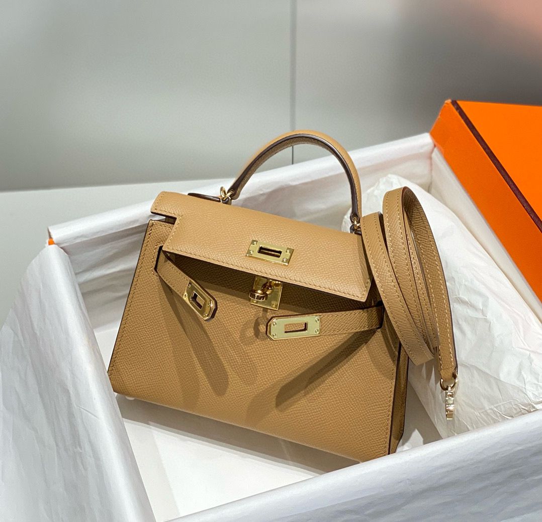 Hermes Kelly Mini II Bag In Chai Epsom Leather GHW - Image 4
