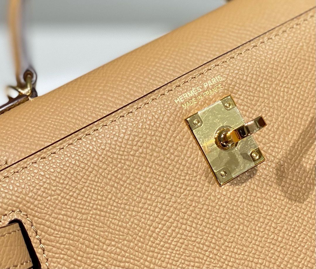 Hermes Kelly Mini II Bag In Chai Epsom Leather GHW - Image 5