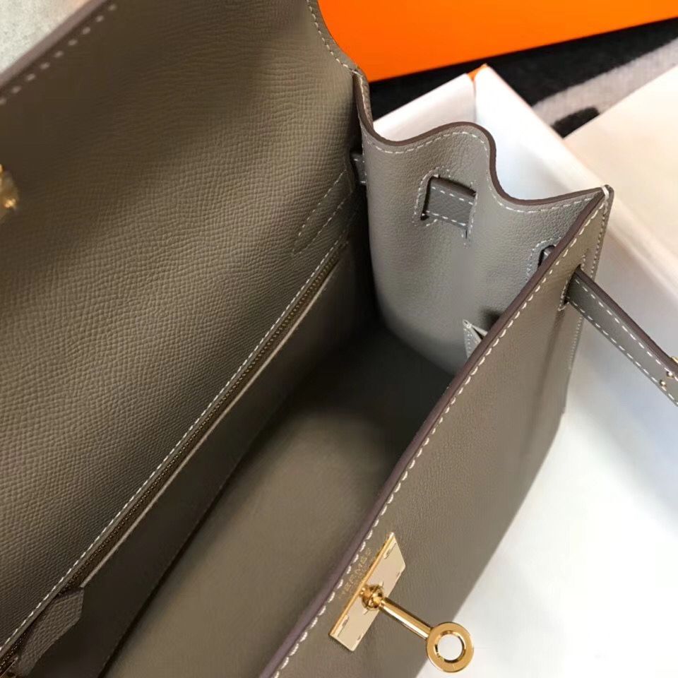 Hermes Kelly 28cm Bag In Gris Asphalt Epsom Leather GHW - Image 9