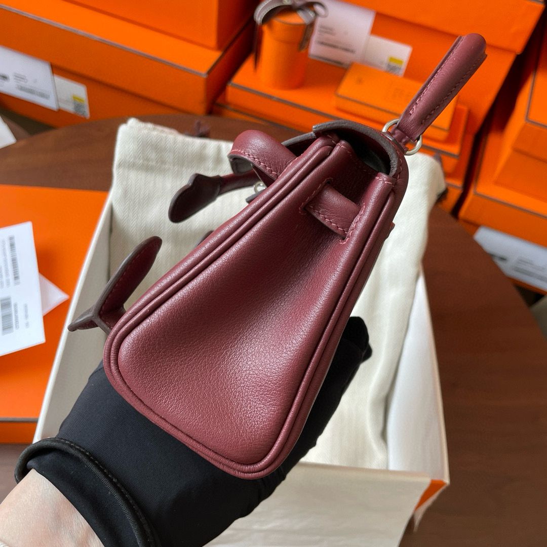 Hermes Kelly Doll Quelle Idole Bag in Bordeaux Swift Calfskin - Image 7