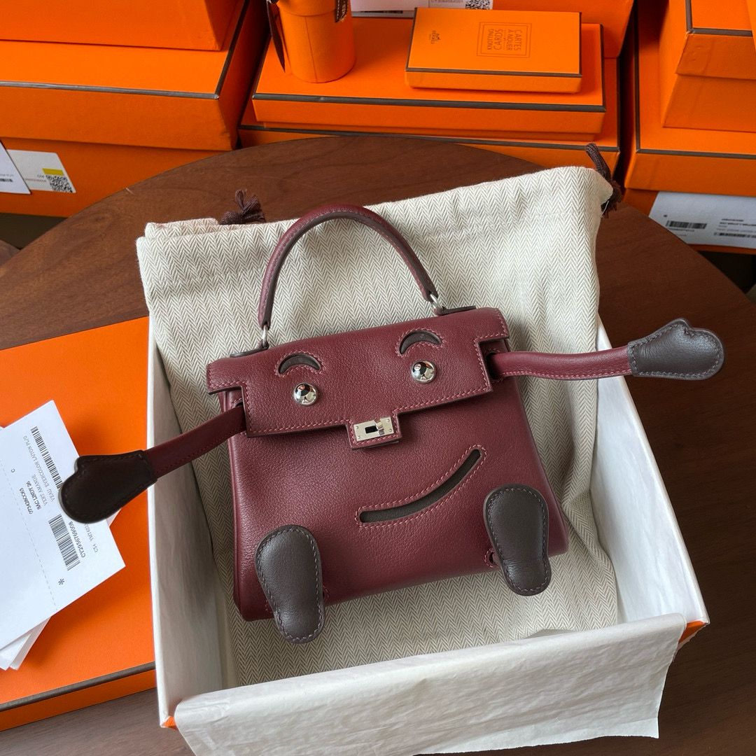 Hermes Kelly Doll Quelle Idole Bag in Bordeaux Swift Calfskin - Image 8
