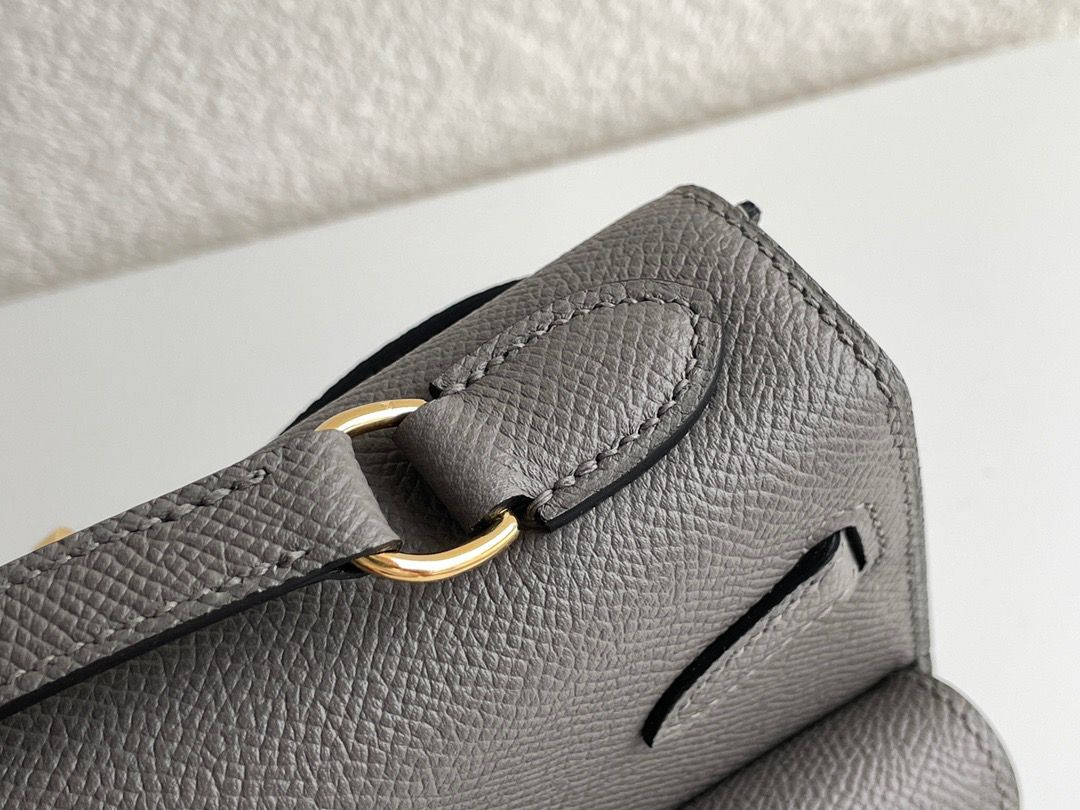 Hermes Kelly En Desordre 20 Handmade Bag In Etain Epsom Calfskin - Image 6